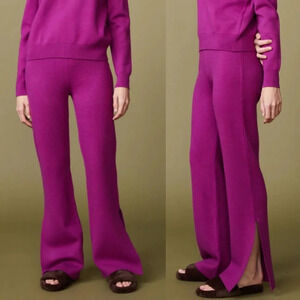 Monrow Supersoft Sweater Knit Flare Pants Raspberry Rose Sz XL